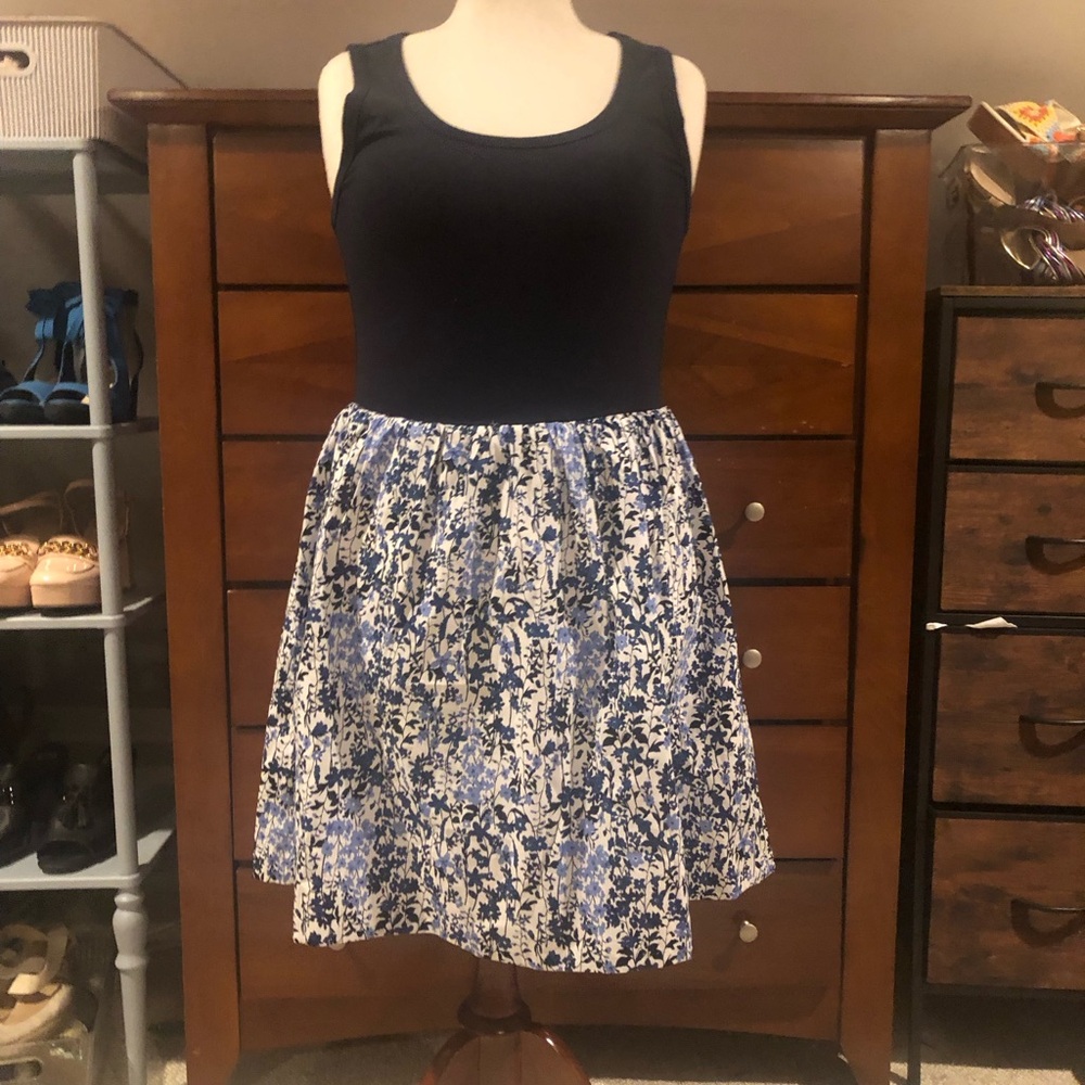 Tommy Hilfiger Navy Tank with Blue & White Floral Skirt